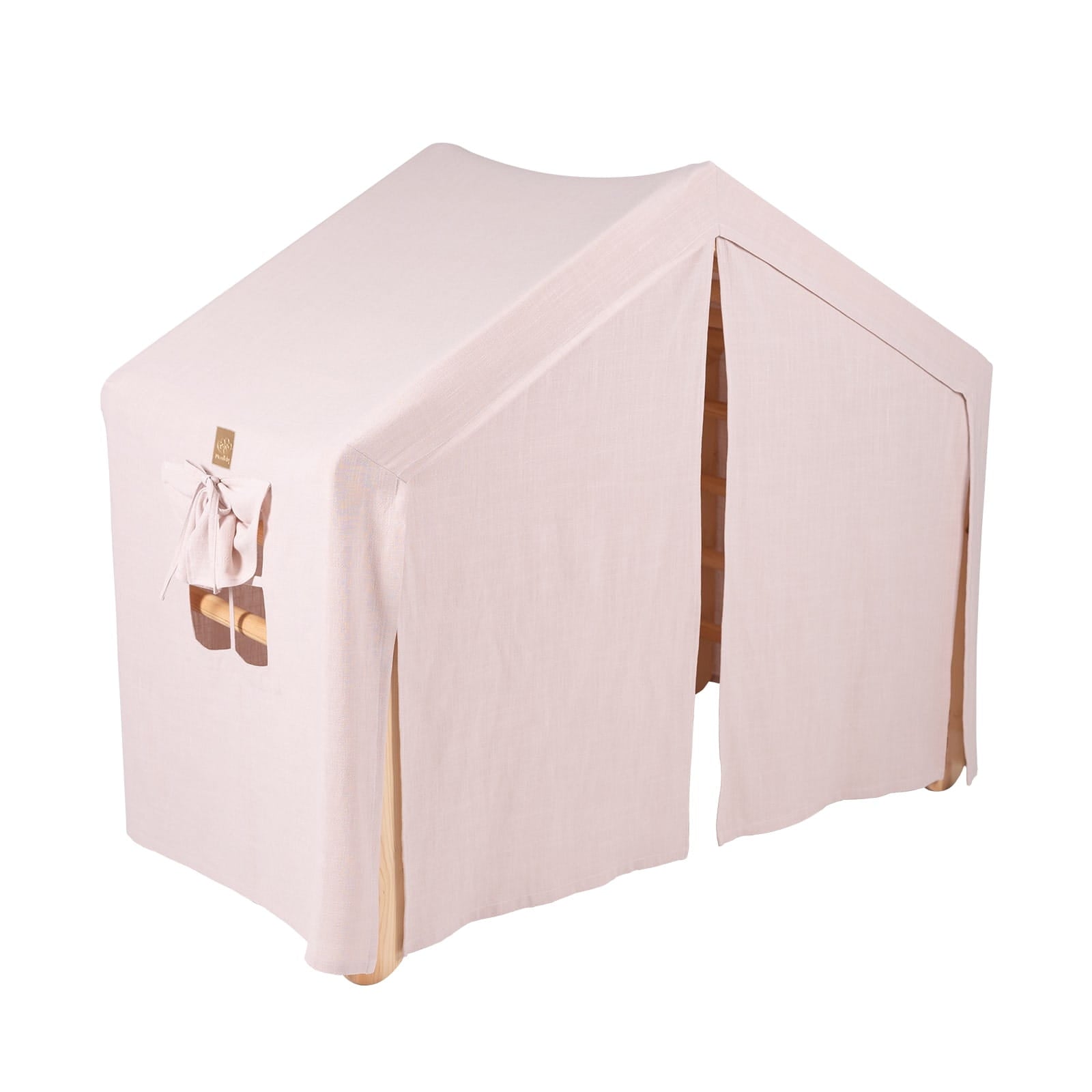 Large Natural Wood Ladder House With a Pink Cover